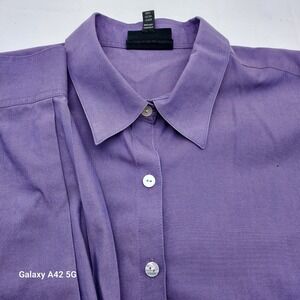 Foxcroft Non Iron Shaped Fit Purple Cotton Button Down Shirt Size 18